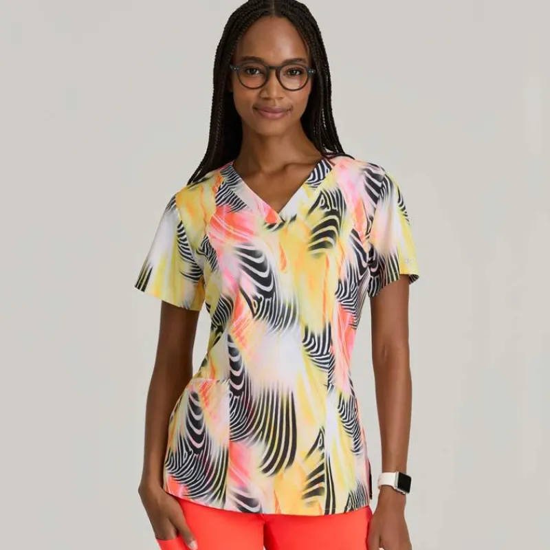 Barco One Scrub Tops*Women's Thrive Print Scrub Top Zebra Brilliance