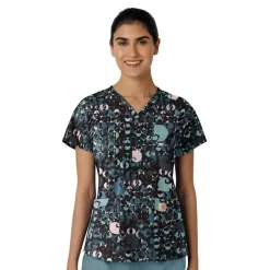 Carhartt Cross-Flex Scrub Tops*Women's Print Scrub Top Geo Logo Black