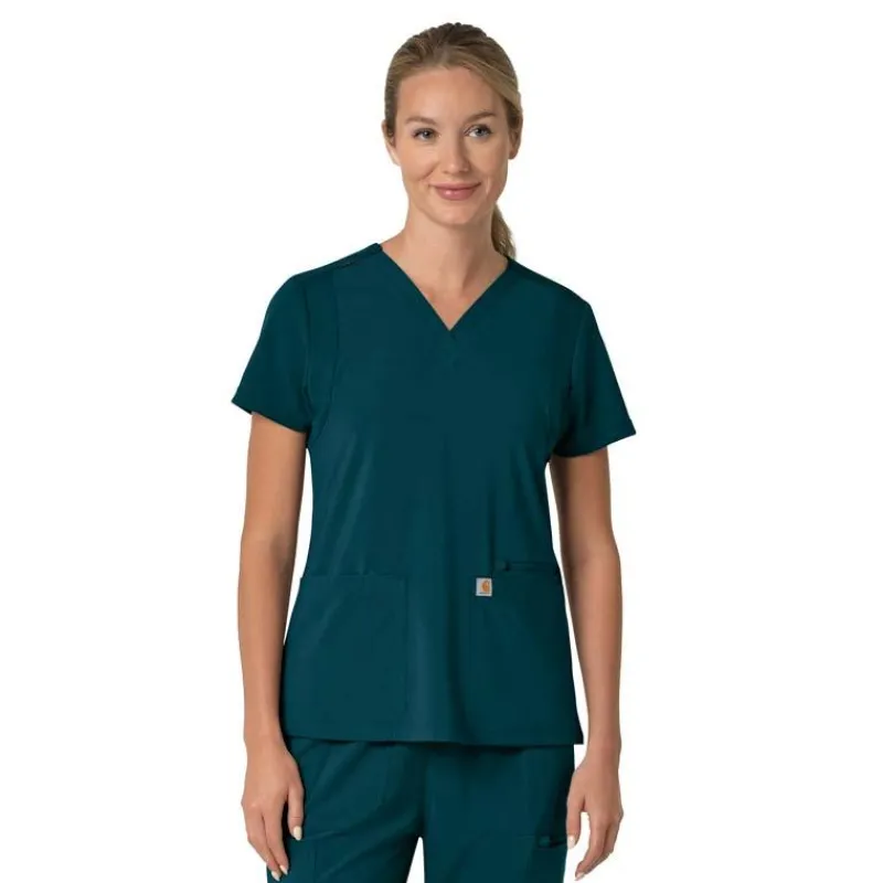 Carhartt Cross-Flex Scrub Tops*Carhartt Force Cross-Flex Women's Flex Panel Scrub Top