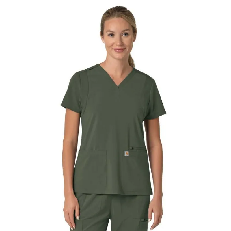 Carhartt Cross-Flex Scrub Tops*Carhartt Force Cross-Flex Women's Flex Panel Scrub Top