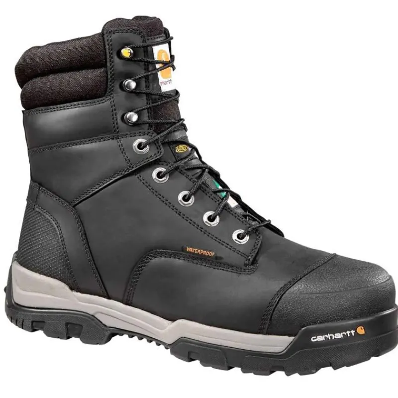 Carhartt Non-Slip Boots | Non-Steel Safety Toe*Ground Force Men's 8" Waterproof Insulated Composite Toe CSA Work Boot Black