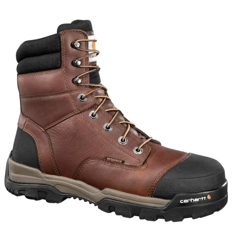 Carhartt Non-Slip Boots | Non-Steel Safety Toe*Ground Force Men's 8" Waterproof Composite Toe Work Boot Peanut Oil Tan