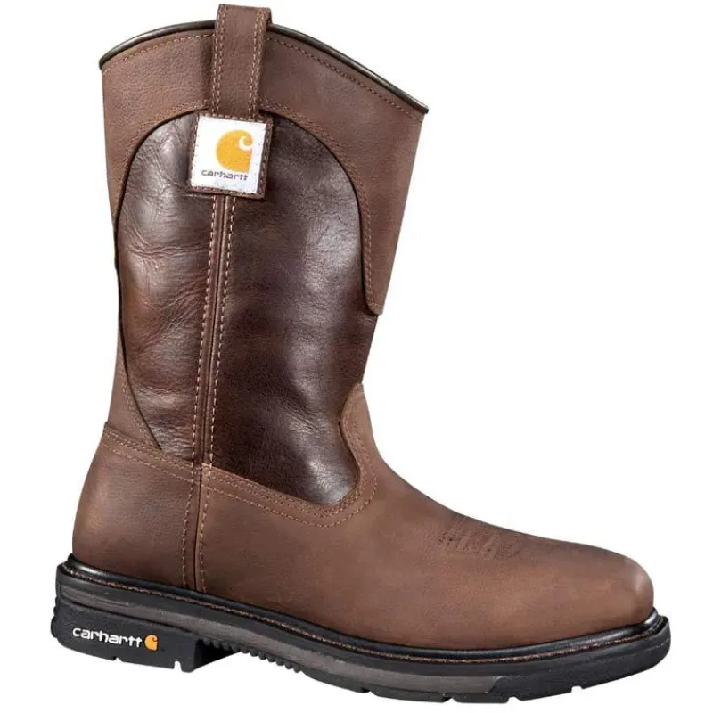 Carhartt Non-Slip Boots | Steel Toe*Men's 11" Square Steel Toe Wellington Boot Brown/dark Brown