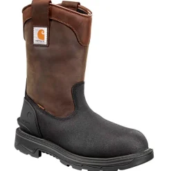 Carhartt Non-Slip Boots | Wellington*Men's 11" Ironwood Waterproof Insulated Alloy Toe Dark Brown Wellington Brown Oil Tan/black