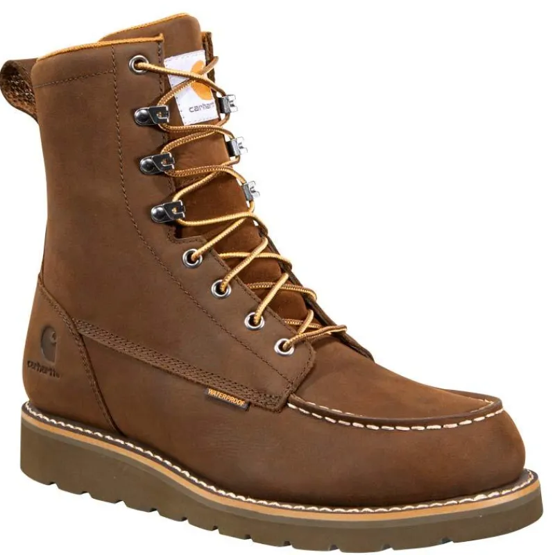 Carhartt Non-Slip Boots | Work Boots*Men's 8" Moc Toe Waterproof Dark Brown Wedge Work Boot Chocolate Brown Oil