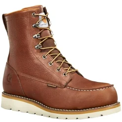 Carhartt Non-Slip Boots | Steel Toe*Men's 8" Waterproof Steel Toe Wedge Work Boot Red Brown