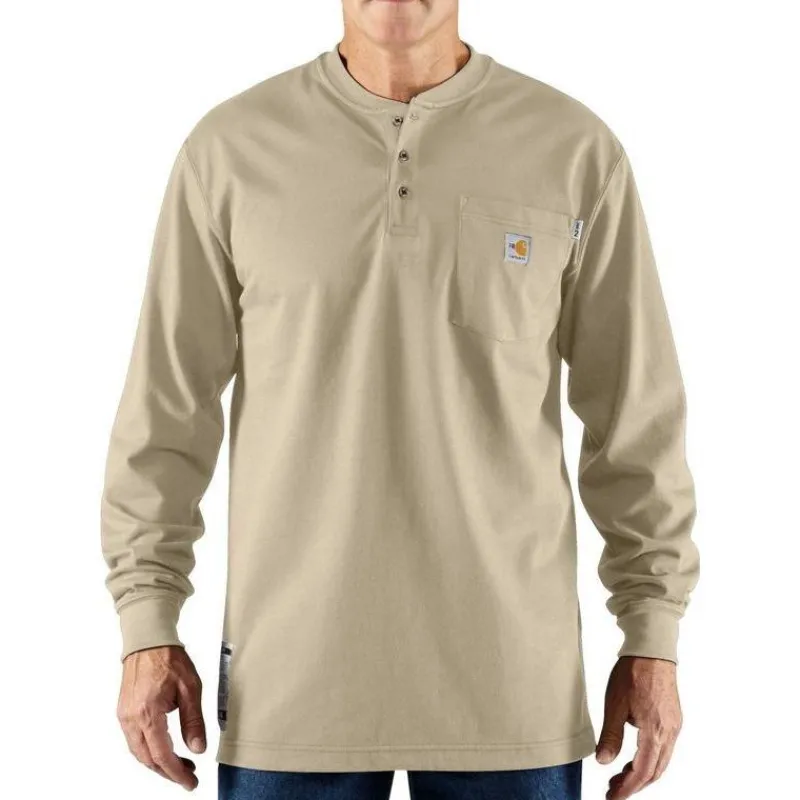 Carhartt T-Shirts*Men's Fire Resistant Force Long Sleeve Henley