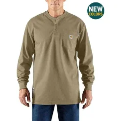 Carhartt T-Shirts*Men's Fire Resistant Force Long Sleeve Henley