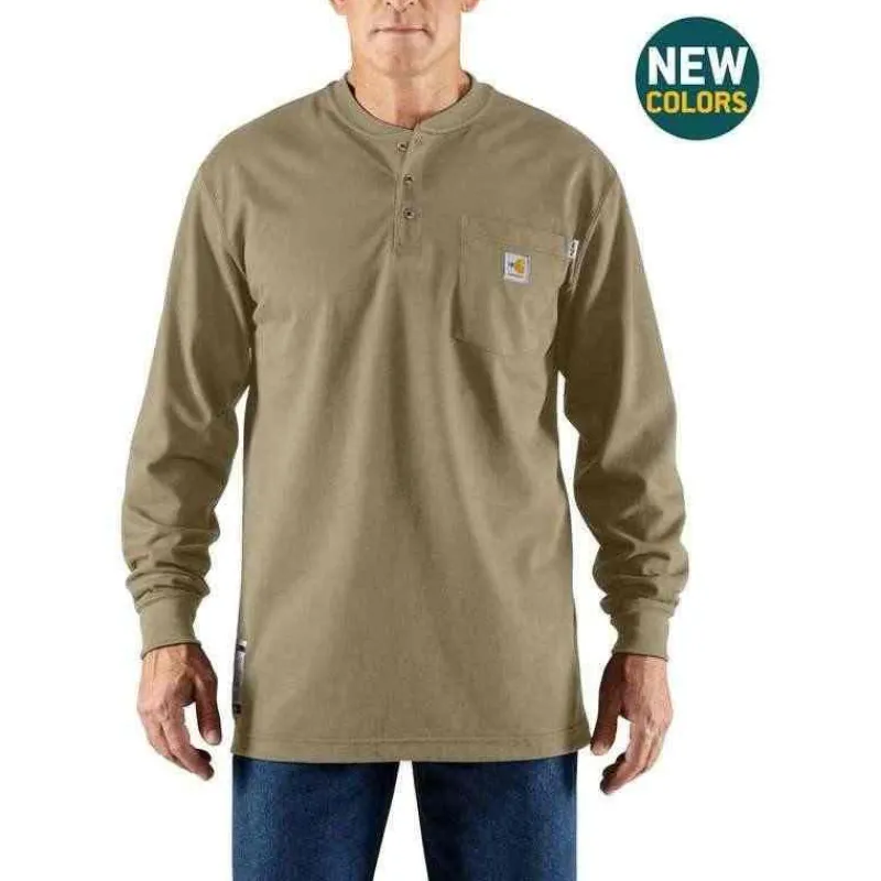 Carhartt T-Shirts*Men's Fire Resistant Force Long Sleeve Henley