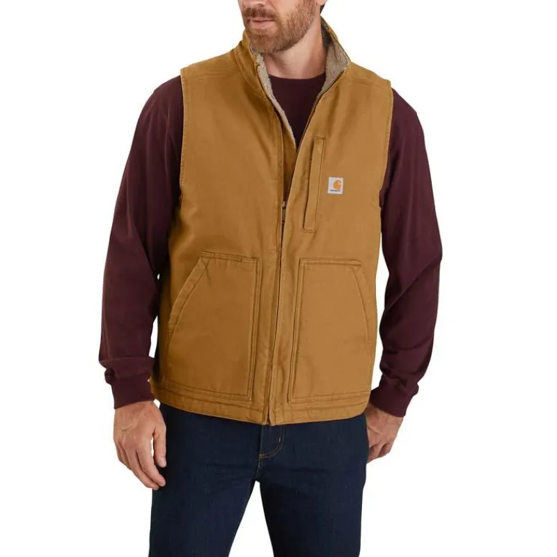 Carhartt Vests*Men's Washed Duck Sherpa Lined Mock Neck Vest