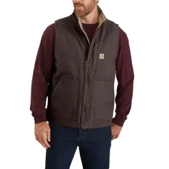 Carhartt Vests*Men's Washed Duck Sherpa Lined Mock Neck Vest