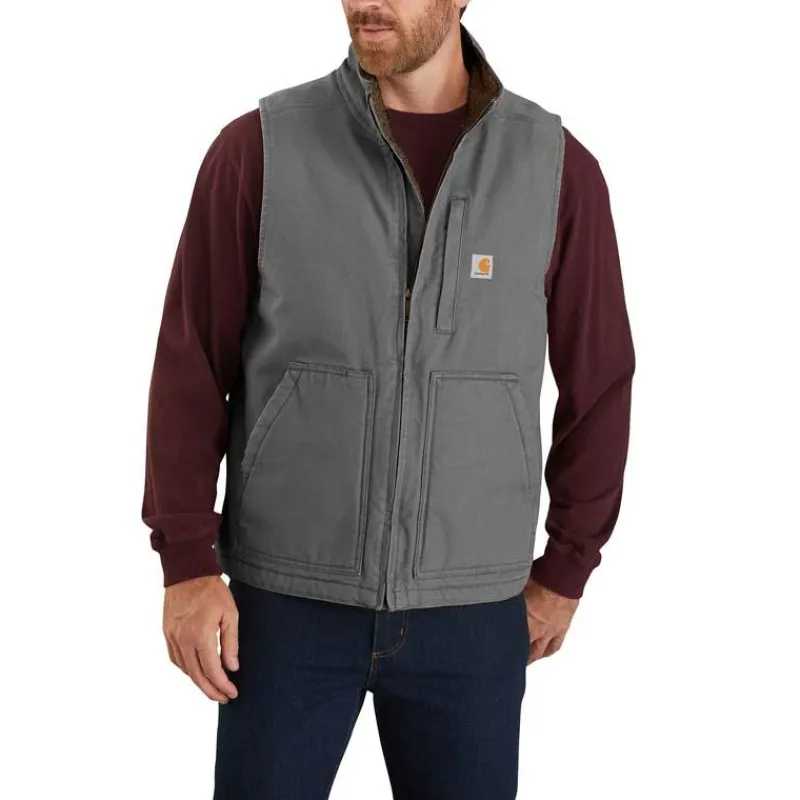 Carhartt Vests*Men's Washed Duck Sherpa Lined Mock Neck Vest