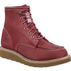 Carhartt Non-Slip Boots | Work Boots*Women's 6" Moc Toe Burgundy Wedge Work Boot Burgundy Nubuck