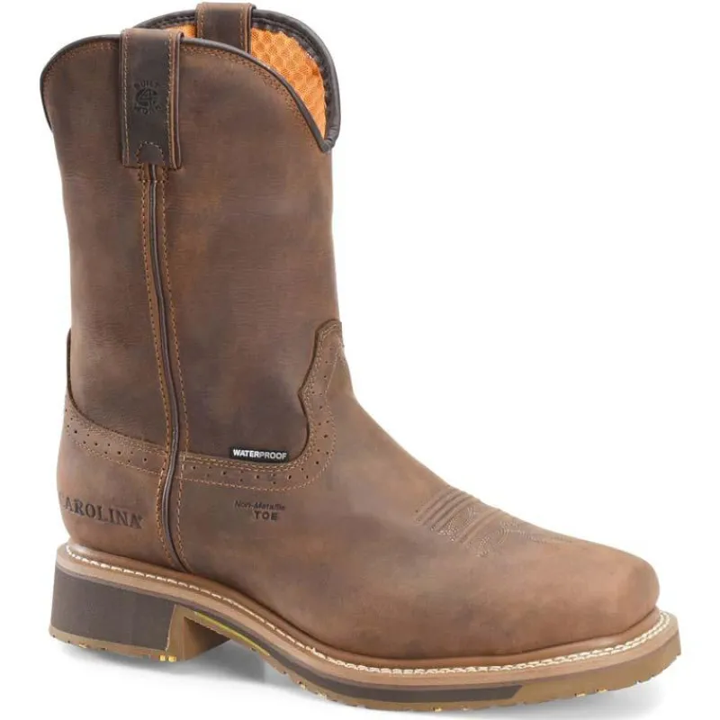 Carolina Non-Slip Boots | Non-Steel Safety Toe*Men's 10" Anchor Waterproof Composite Square Toe Roper Western Boot Dark Brown