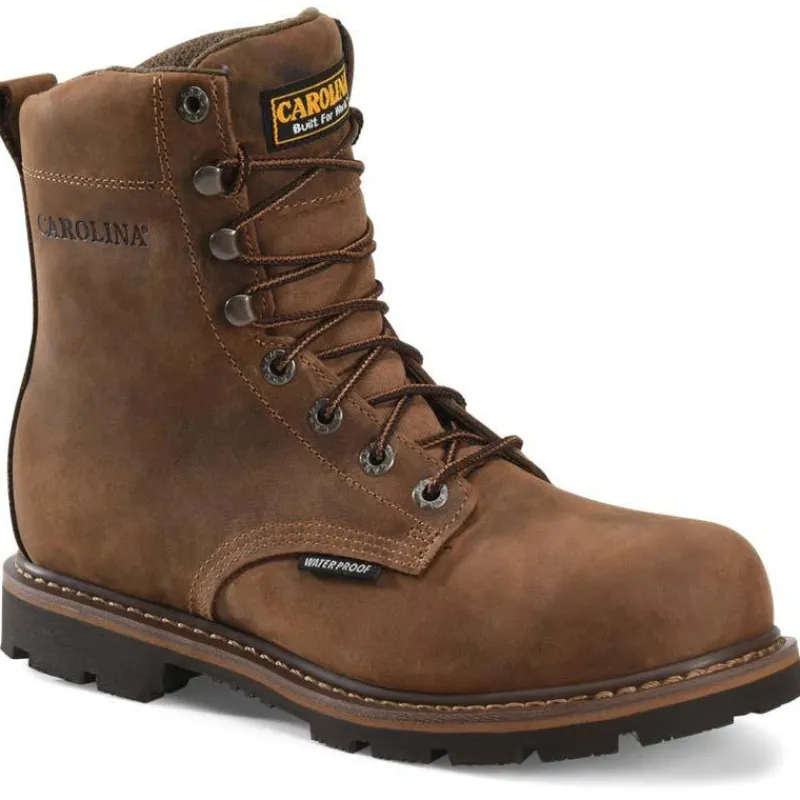 Carolina Non-Slip Boots | Steel Toe*Men's 8" Installer Waterproof Steel Toe Work Boot Dark Brown