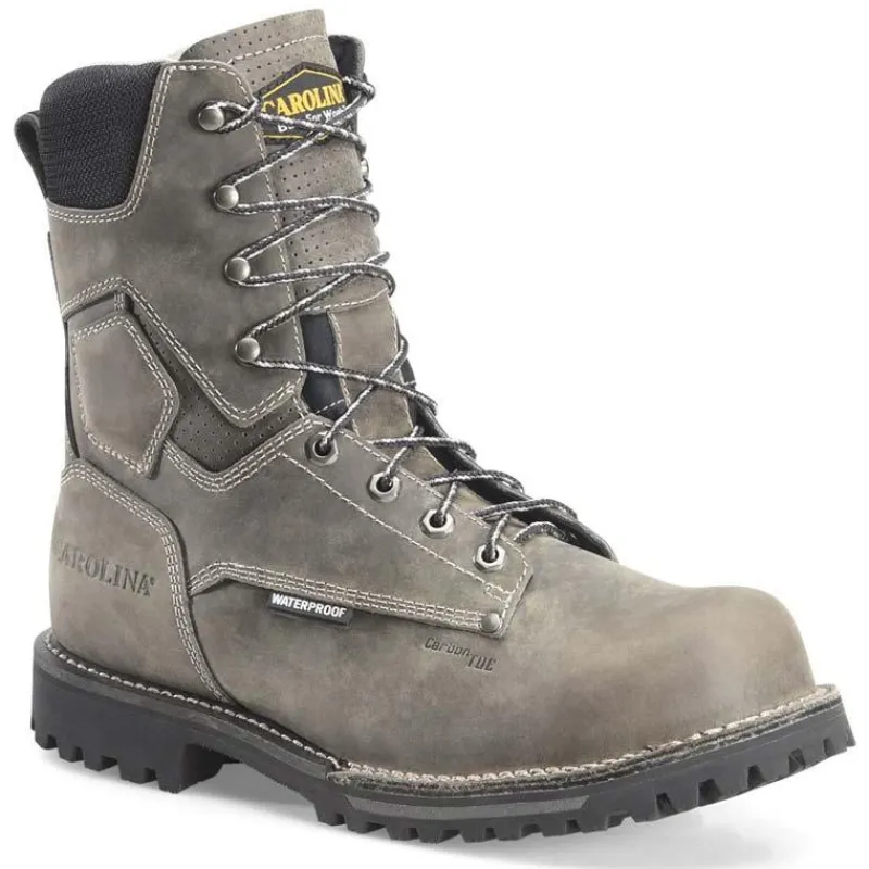 Carolina Non-Slip Boots | Non-Steel Safety Toe*Men's 8" Pitstop Waterproof Carbon Toe Work Boot Brown