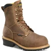 Carolina Non-Steel Safety Toe | Logger*Men's 8" Poplar Waterproof Insulated Composite Toe Logger Brown Crazy Horse
