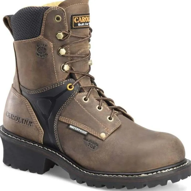 Carolina Non-Steel Safety Toe | Logger*Men's 8" Waterproof Composite Toe Logger Boot Dark Brown