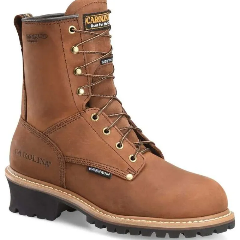 Carolina Logger*Men's 8" Waterproof Insulated Logger Boot Medium Brown