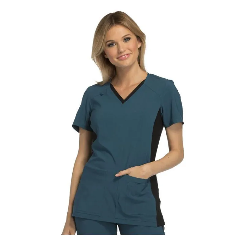 Cherokee Iflex Scrub Tops*Cherokee V Neck Knit Panel Scrub Top