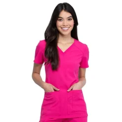 Cherokee Iflex Scrub Tops*Cherokee V Neck Knit Panel Scrub Top