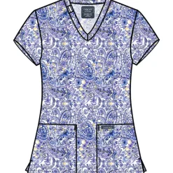 Cherokee Scrub Tops*Women's Print Scrub Top Pretty In Paisley