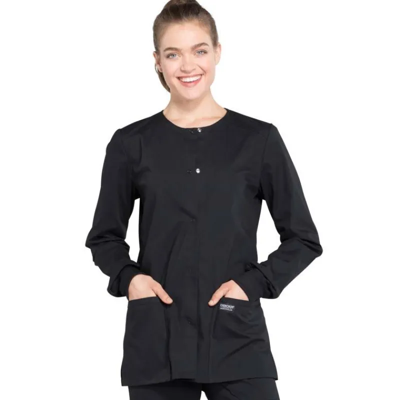 Cherokee WW Professionals Lab Coats & Jackets*Cherokee Workwear Professionals Women's Snap Front Warm-up Scrub Jacket