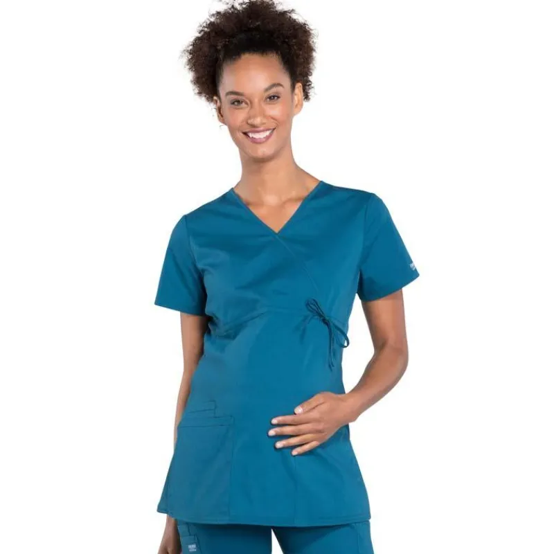 Cherokee WW Professionals Scrub Tops*Cherokee Workwear Professionals Women's Maternity Mock Wrap Scrub Top