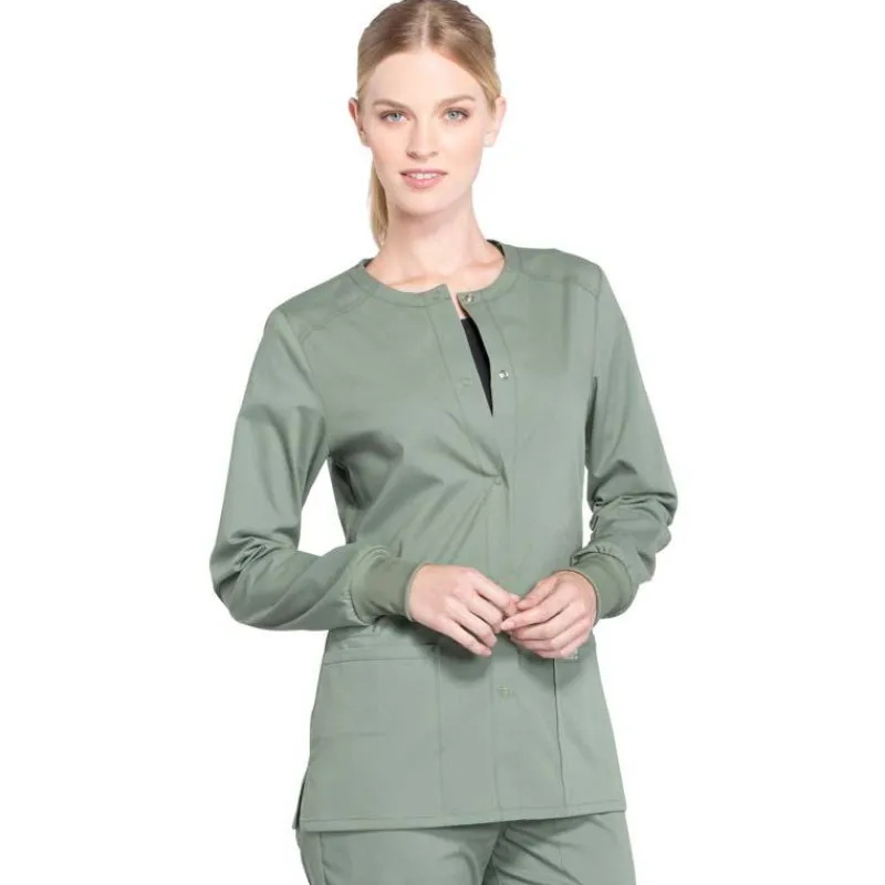 Cherokee WW Professionals Lab Coats & Jackets*Cherokee Workwear Professionals Women's Snap Front Warm-up Scrub Jacket