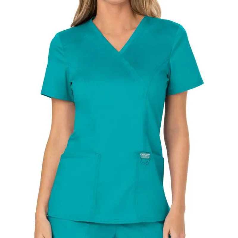 Cherokee WW Revolution Scrub Tops*Cherokee Workwear Revolution Women's Mock Wrap Scrub Top