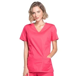 Cherokee Workwear Stretch Scrub Tops*Mock Wrap Scrub Top