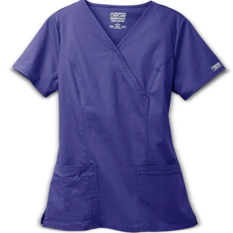 Cherokee Workwear Stretch Scrub Tops*Mock Wrap Scrub Top