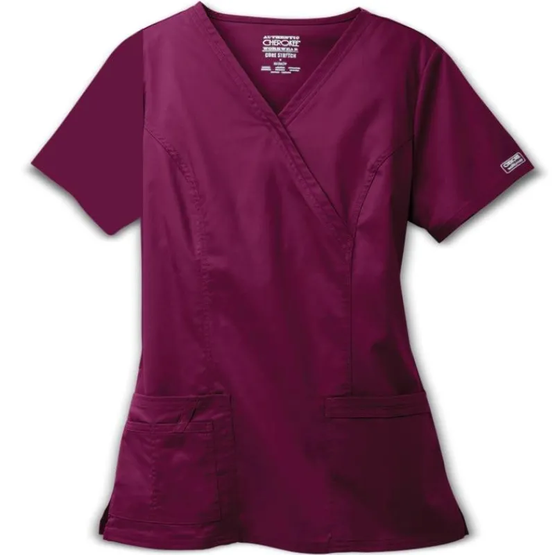 Cherokee Workwear Stretch Scrub Tops*Mock Wrap Scrub Top