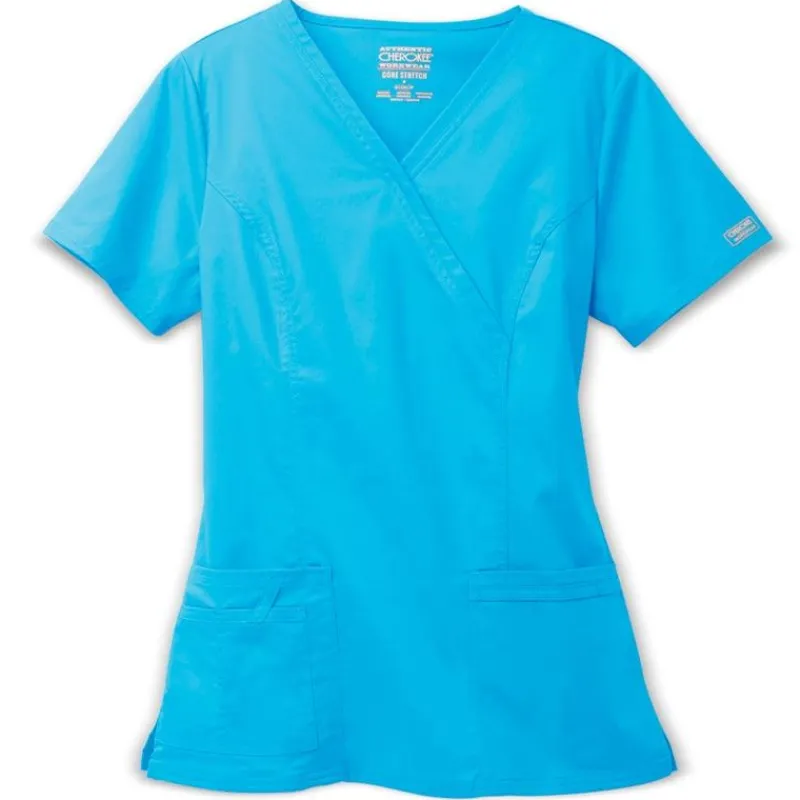Cherokee Workwear Stretch Scrub Tops*Mock Wrap Scrub Top