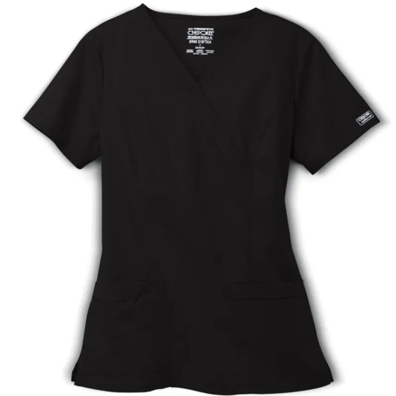 Cherokee Workwear Stretch Scrub Tops*Mock Wrap Scrub Top
