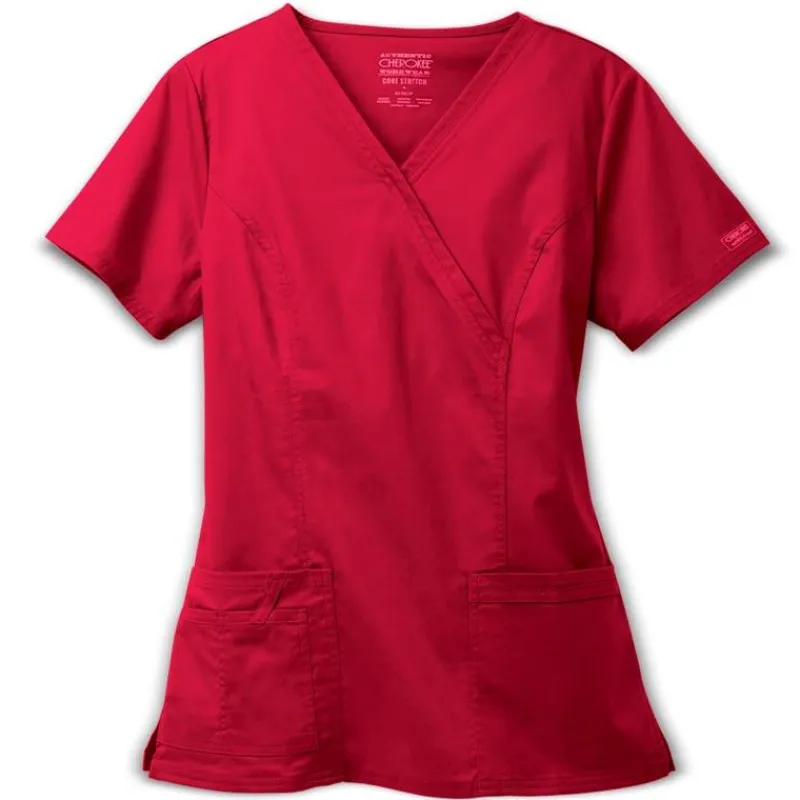 Cherokee Workwear Stretch Scrub Tops*Mock Wrap Scrub Top