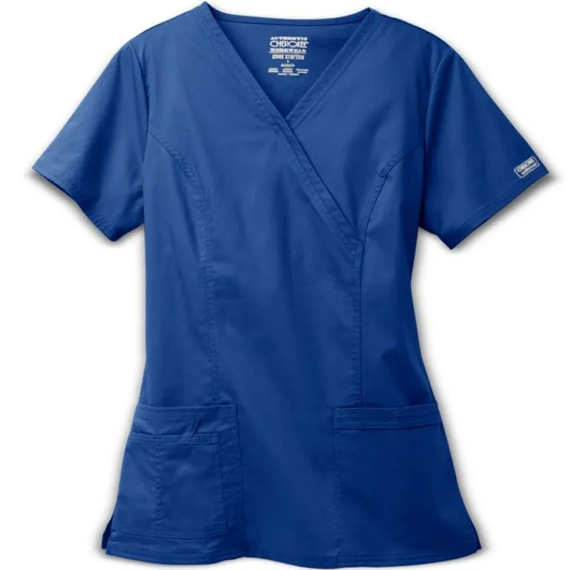 Cherokee Workwear Stretch Scrub Tops*Mock Wrap Scrub Top