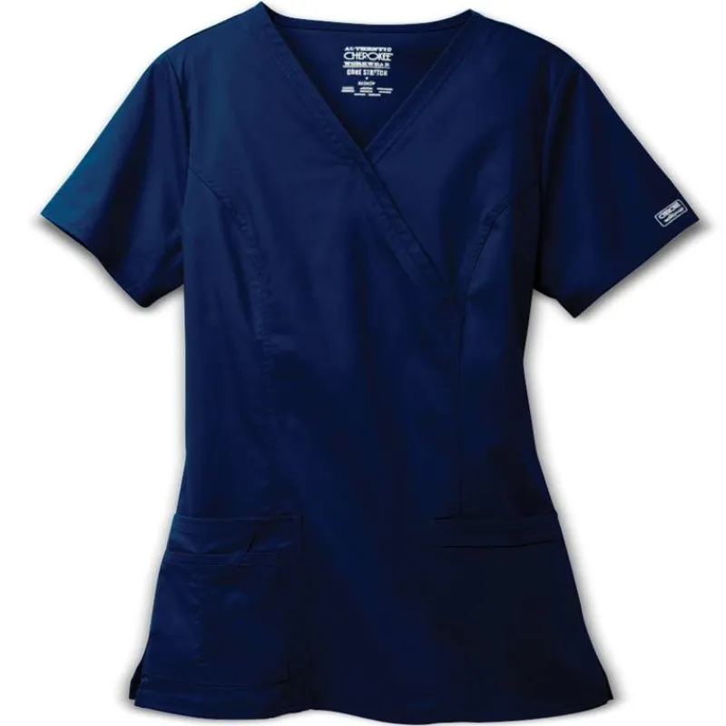 Cherokee Workwear Stretch Scrub Tops*Mock Wrap Scrub Top