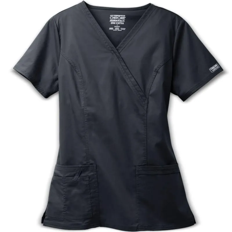 Cherokee Workwear Stretch Scrub Tops*Mock Wrap Scrub Top