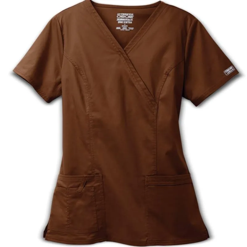 Cherokee Workwear Stretch Scrub Tops*Mock Wrap Scrub Top