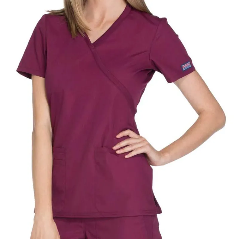 Cherokee Workwear Scrub Tops*Women's Mock Wrap Scrub Top