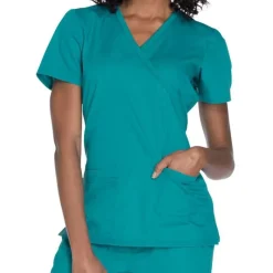 Cherokee Workwear Scrub Tops*Women's Mock Wrap Scrub Top