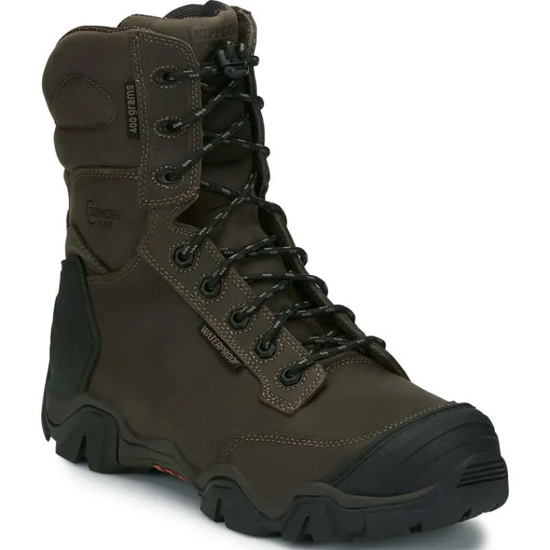 Chippewa Non-Slip Boots | Non-Steel Safety Toe*Men's 8" Cross Terrain Waterproof Insulated Nano Composite Toe Work Boot Graphite Gray