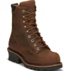 Chippewa Non-Slip Boots | Non-Steel Safety Toe*Men's 8" Valdor Waterproof Composite Toe Logger Tan