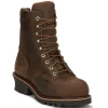 Chippewa Non-Slip Boots | Non-Steel Safety Toe*Men's 8" Valdor Waterproof Insulated Composite Toe Logger Crazy Horse Brown