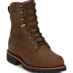 Chippewa Work Boots*Men's 8" Waterproof Insulated Soft Toe Work Boot Tan Crazy Horse