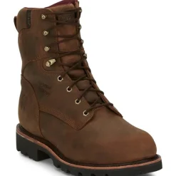 Chippewa Steel Toe | Work Boots*Men's 8" Waterproof Insulated Steel Toe Work Boot Tan Crazy Horse