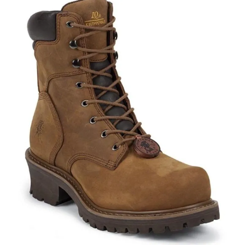 Chippewa Steel Toe | Logger*Men's 8-Inch Steel Toe Logger Boots Brown