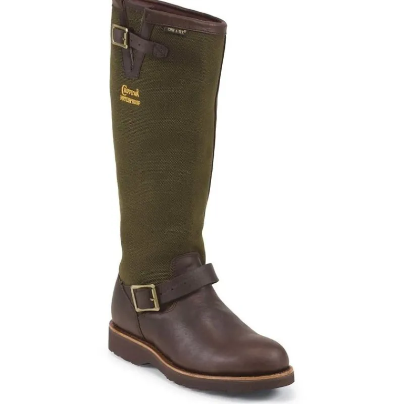 Chippewa Wellington*Men's 17-Inch Waterproof Pull On Snake Boots Brown / Espresso
