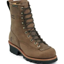 Chippewa Logger*Men's 8-Inch Waterproof Lace To Toe Logger Boots Brown